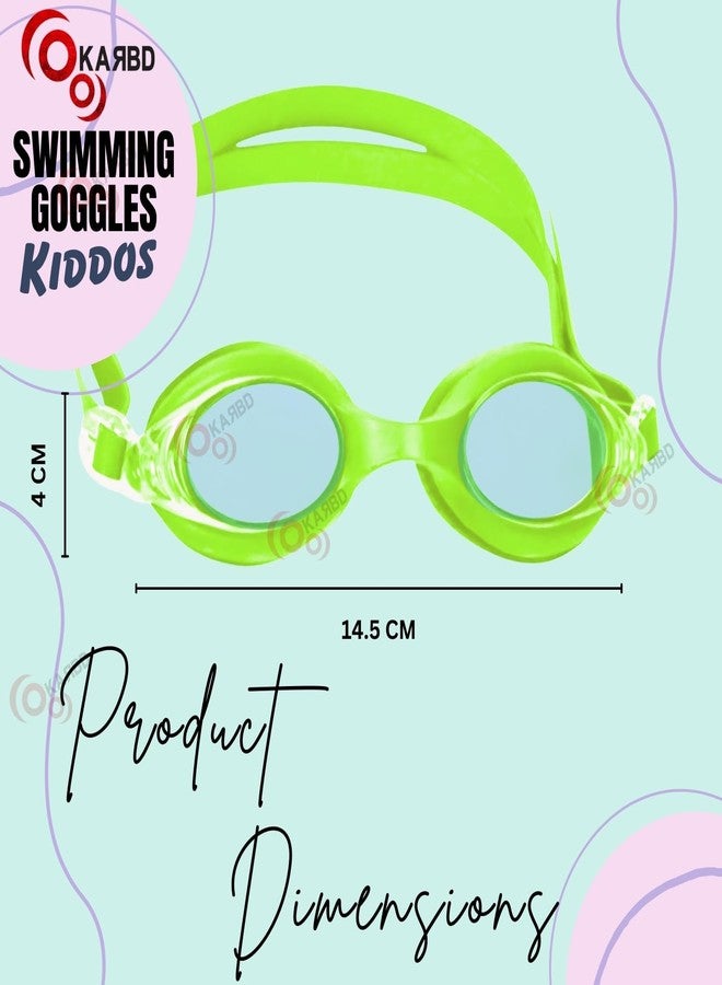 KARBD نظارات سباحة للأطفال من كاربد، مزودة بحماية من الأشعة فوق البنفسجية ومقاومة للضباب - لون أخضر نيون سادة - Image 3
