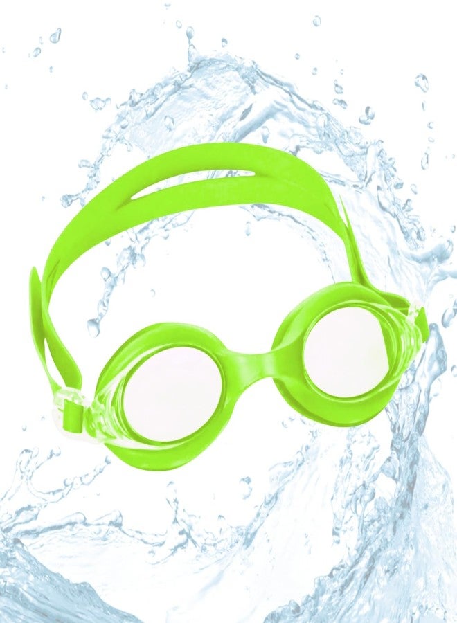 KARBD نظارات سباحة للأطفال من كاربد، مزودة بحماية من الأشعة فوق البنفسجية ومقاومة للضباب - لون أخضر نيون سادة - Image 1