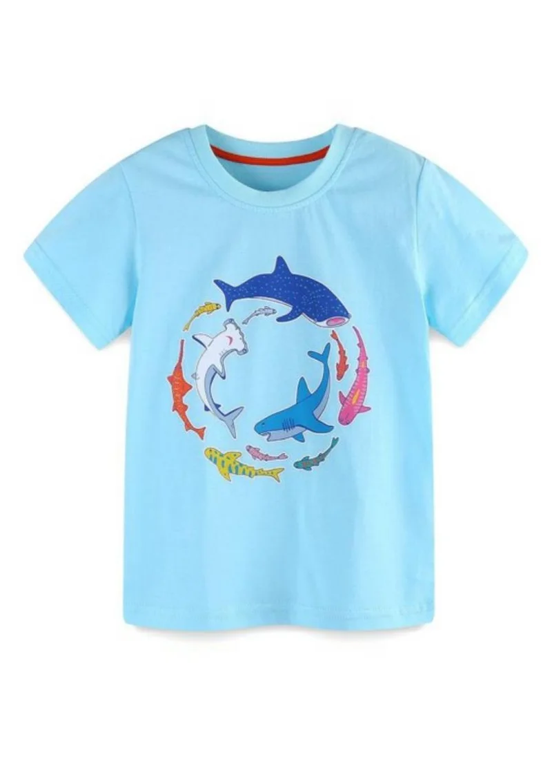 يونيكي Blue Graphic Printed Round Neck T-shirt