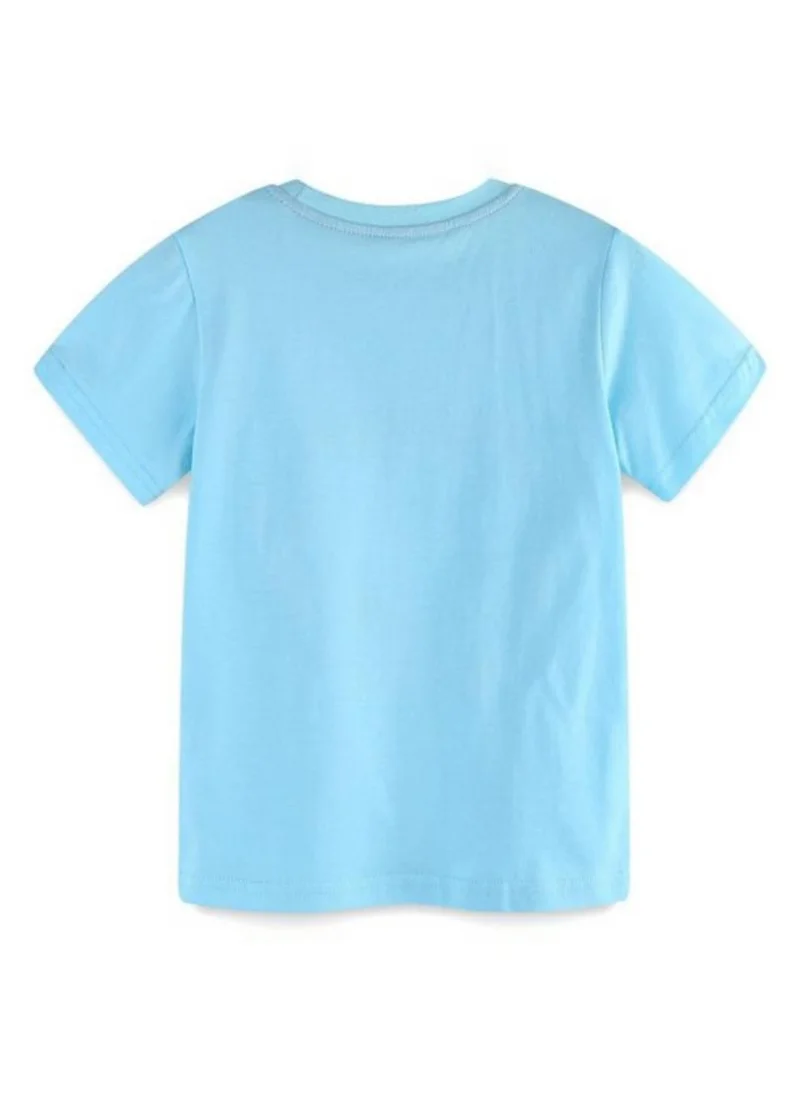 يونيكي Blue Graphic Printed Round Neck T-shirt