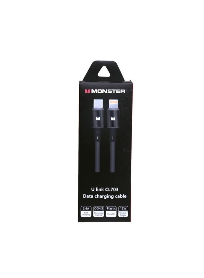 مونستار كابل USB-C إلى Lightning بطول متر واحد - شحن سريع عالي السرعة 2.4 أمبير، PD 12 واط - Image 2