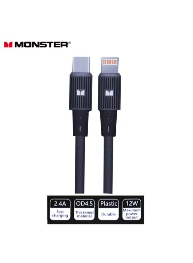 مونستار كابل USB-C إلى Lightning بطول متر واحد - شحن سريع عالي السرعة 2.4 أمبير، PD 12 واط - Image 1