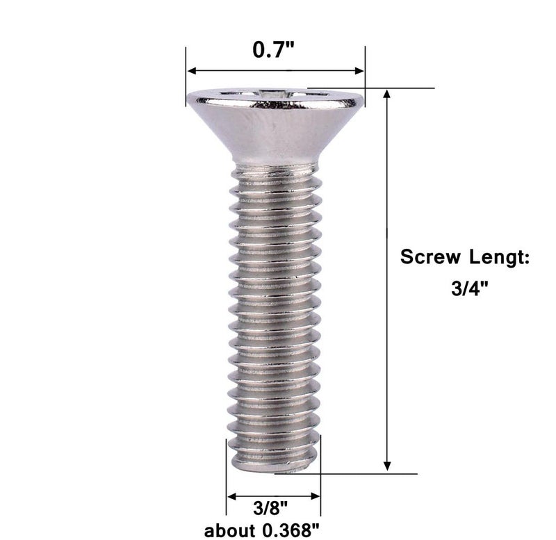 VAMUOEFL 3/8-16 x 3/4" Phillips Flat Head Machine Screws, Stainless Steel 304 (18-8), UNC Coarse Thread, Countersunk Head Machine Screws, 10Pcs - Image 2