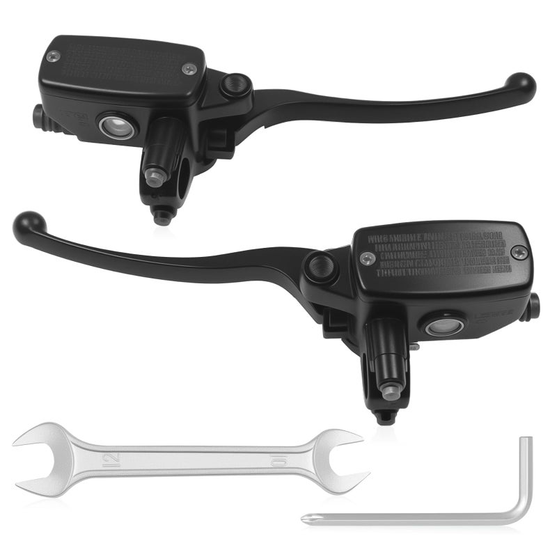 Triumilynn 7/8 Inch 22mm Brake Clutch Master Cylinder Replacement for Hon-da Yamaha Suzuki Kawasaki, 7/8" Handlebar for Universal Motorcycle - Left & Rightï¼ˆBlackï¼‰