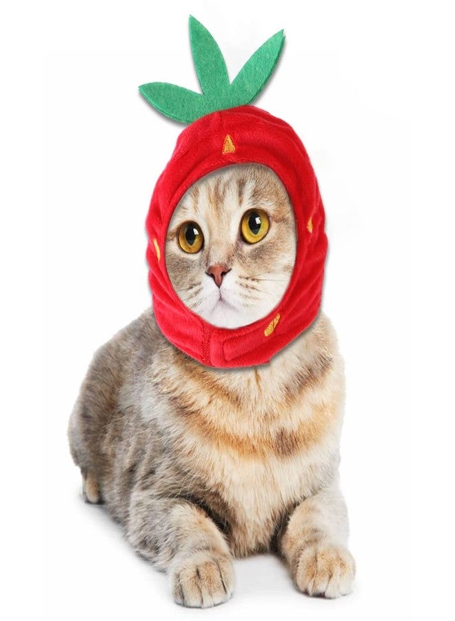 Restokki Pet Costume Hat, Cute Cat Hat, Strawberry Pet Hat, Strawberry Cat Hat Adjustable Comfortable Pet Costume Decoration Headgear - Image 5