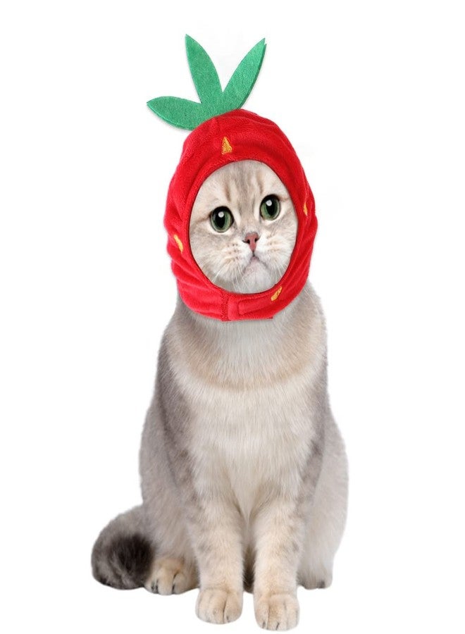 Restokki Pet Costume Hat, Cute Cat Hat, Strawberry Pet Hat, Strawberry Cat Hat Adjustable Comfortable Pet Costume Decoration Headgear - Image 4