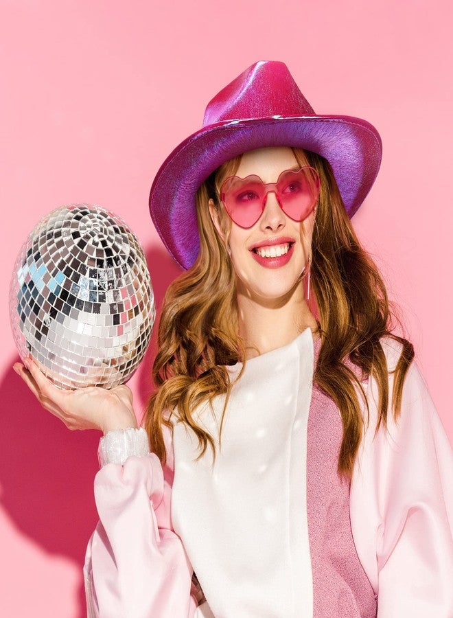 زانماي مجموعة زانماي المكونة من 6 قطع: قبعة رعاة بقر ثلاثية الأبعاد، قبعة رعاة بقر فضائية نيون مع نظارات شمسية، قبعة رعاة بقر لامعة للنساء والرجال لحفلات الأزياء التنكرية (وردي، وردي فاتح، شفاف) - Image 4