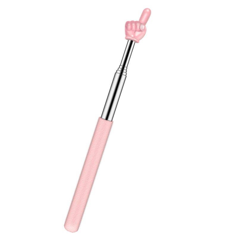 Dumero Retractable Teacher Pointer for Classroom Kids Reading, Dumero Extendable Finger Pointer Stick for School, Collapsible Finger Pointing Stick, Long Telescoping Hand Pointer, Pink - Image 1