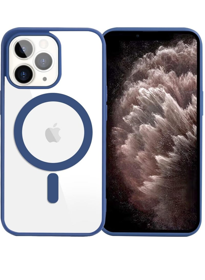 ten.tech Transparent magnetic protection case compatible with MagSafe for iPhone 11 Pro Max English mobile phone, anti-shocks and scratches (navy blue) Silicone back cover by Ten Tech  - Image 1