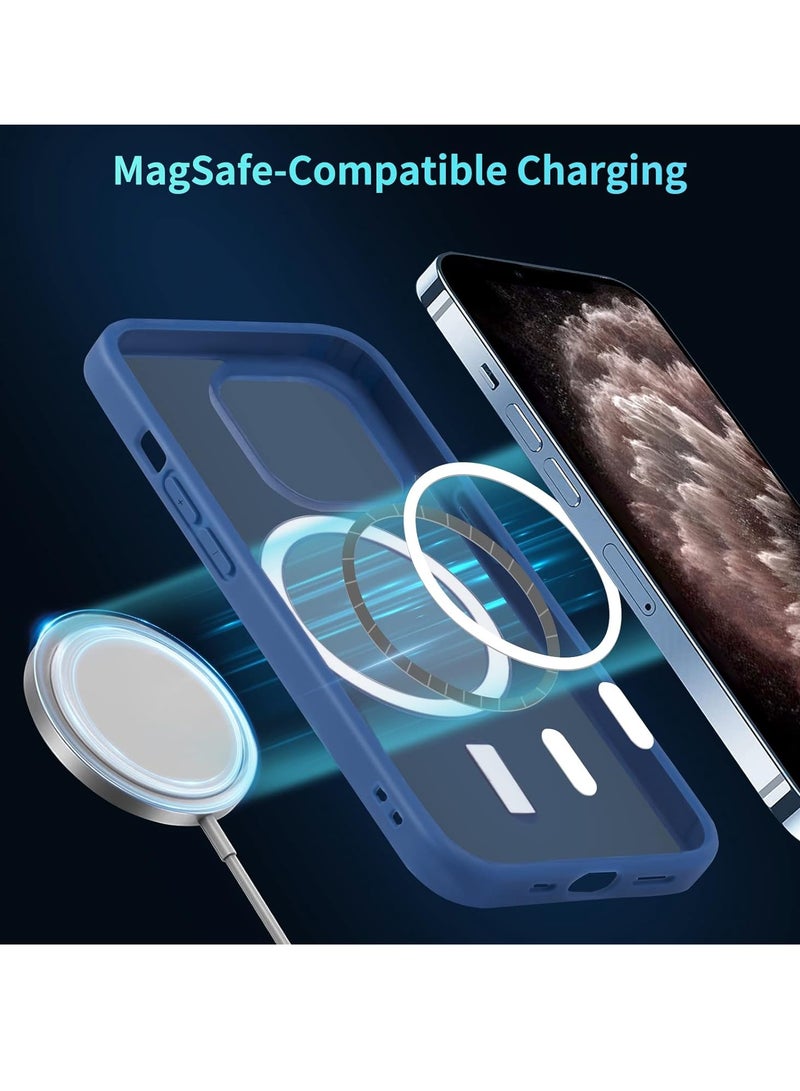 ten.tech Transparent magnetic protection case compatible with MagSafe for iPhone 11 Pro Max English mobile phone, anti-shocks and scratches (navy blue) Silicone back cover by Ten Tech  - Image 2