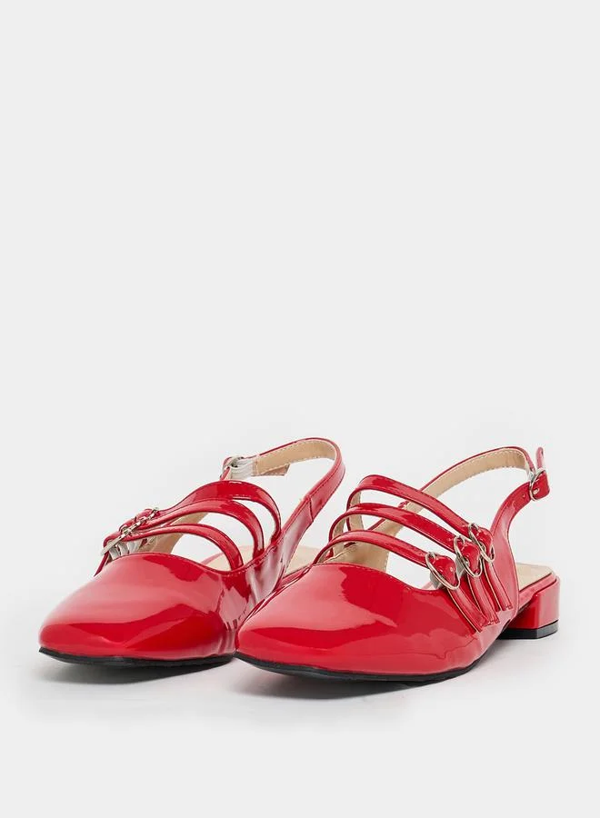 Styli Buckled Strap Patent Casual Shoes