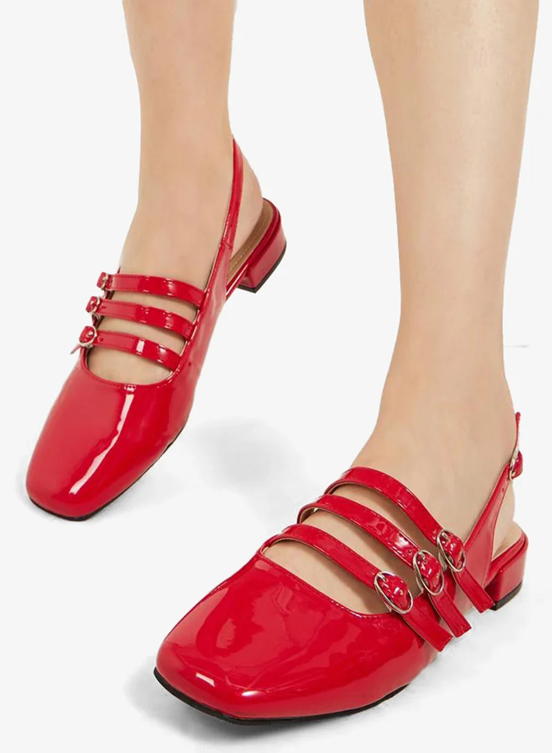 Styli Styli Buckled Strap Patent Casual Shoes