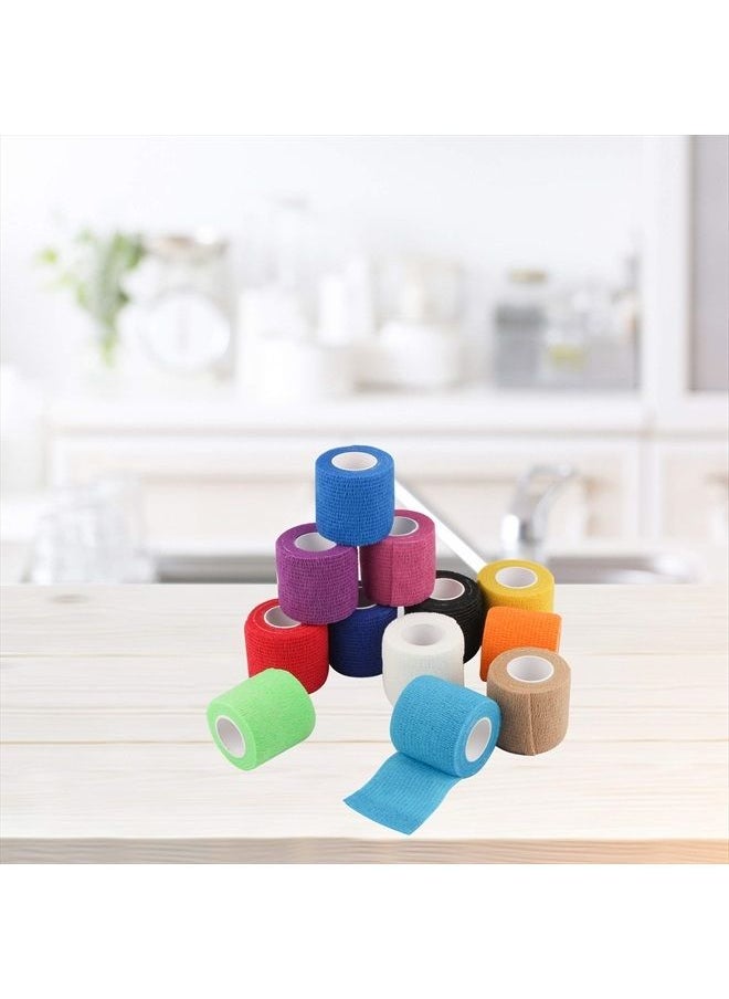 Mooerca - 12 Pack Self Adherent Cohesive Wrap Bandages 2 Inches X 5 Yards, First Aid Tape, Elastic Self Adhesive Tape, Athletic, Sports wrap Tape, Bandage Wrap for Sports, Wrist, Ankle (Rainbow) - Image 1