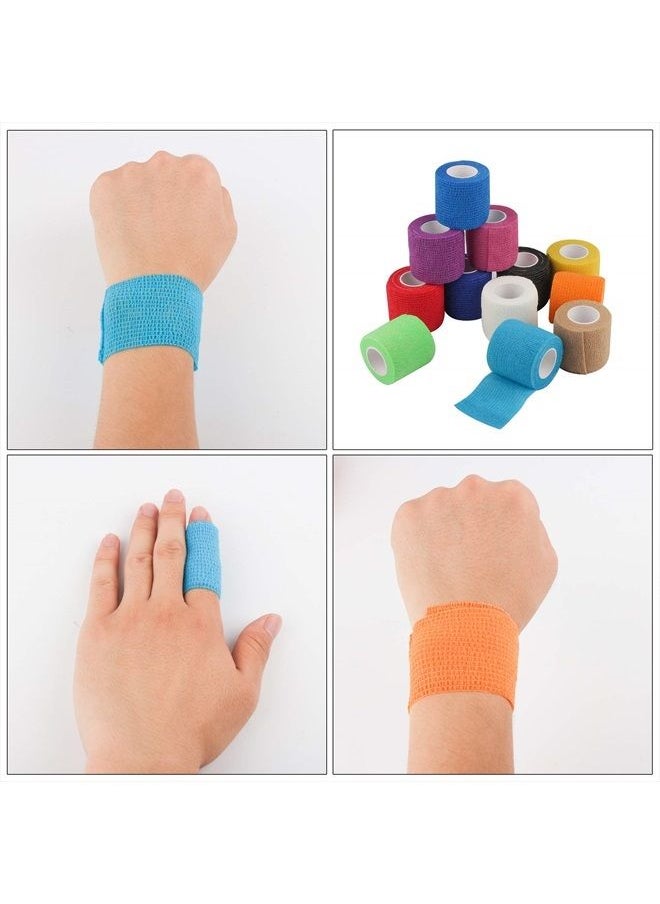 Mooerca - 12 Pack Self Adherent Cohesive Wrap Bandages 2 Inches X 5 Yards, First Aid Tape, Elastic Self Adhesive Tape, Athletic, Sports wrap Tape, Bandage Wrap for Sports, Wrist, Ankle (Rainbow) - Image 1