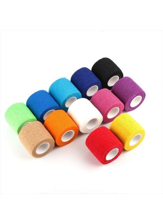 Mooerca - 12 Pack Self Adherent Cohesive Wrap Bandages 2 Inches X 5 Yards, First Aid Tape, Elastic Self Adhesive Tape, Athletic, Sports wrap Tape, Bandage Wrap for Sports, Wrist, Ankle (Rainbow) - Image 1