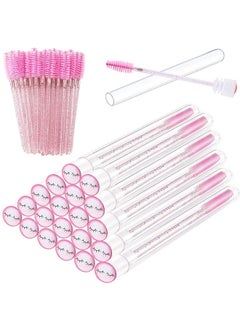 La Jolie Jasmin Mascara Wand Brushes Tubes Set-70 Pieces Disposable Eyelash Brushes Replacement with 20 Pieces Empty Container Tubes for Eyelash Extension Lash (Pink Eyelash)  - Image 1