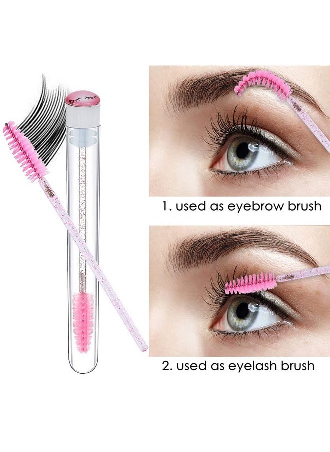 La Jolie Jasmin - Mascara Wand Brushes Tubes Set-70 Pieces Disposable Eyelash Brushes Replacement with 20 Pieces Empty Container Tubes for Eyelash Extension Lash (Pink Eyelash) - Image 1