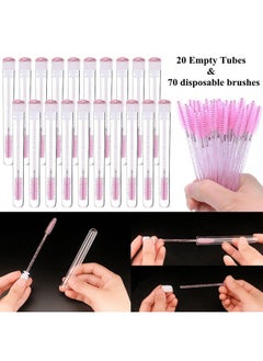 La Jolie Jasmin Mascara Wand Brushes Tubes Set-70 Pieces Disposable Eyelash Brushes Replacement with 20 Pieces Empty Container Tubes for Eyelash Extension Lash (Pink Eyelash)  - Image 4