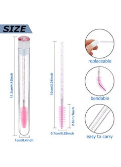 La Jolie Jasmin Mascara Wand Brushes Tubes Set-70 Pieces Disposable Eyelash Brushes Replacement with 20 Pieces Empty Container Tubes for Eyelash Extension Lash (Pink Eyelash)  - Image 2