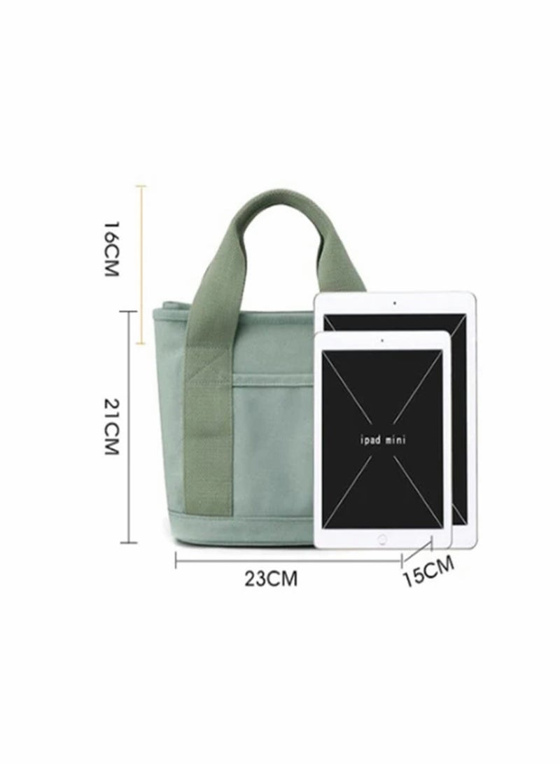 SYOSI Large Capacity Multi-Pocket Handbag Canvas Japanese Handmade Tote Crossbody Bag Shoulder Purse for Work Daily Travel (Green) - Image 3