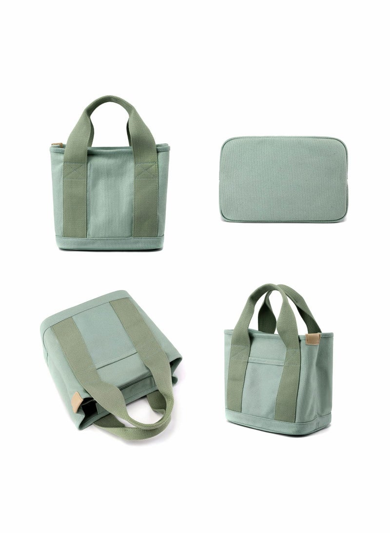 SYOSI Large Capacity Multi-Pocket Handbag Canvas Japanese Handmade Tote Crossbody Bag Shoulder Purse for Work Daily Travel (Green) - Image 4