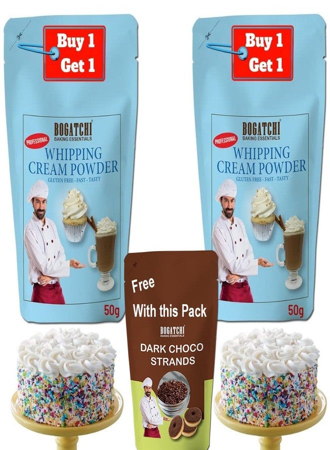 BOGATCHI Whipping Cream Powder, Whipping cream for cake, Premium Whipping cream Powder, Whipped Cream, Rich Whipping cream|FREE One Extra Whipping Cream Powder(50g)+ Chocolate Sprinkler(25g) - Image 1
