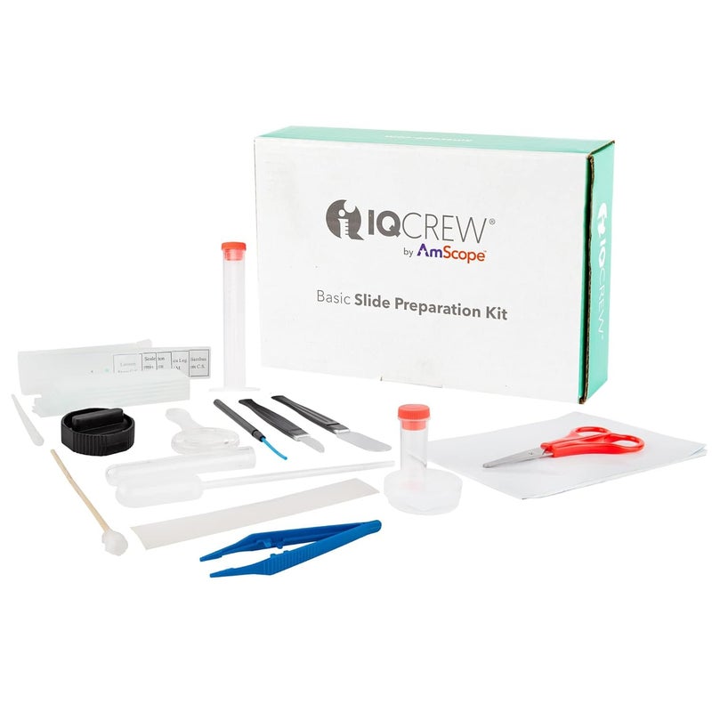 AmScope IQCrew 35Piece Microscope Slide Preparation Kit  Essential Student Sample Specimen Set of Tools  Microscopy Accessories  SP15  - Image 1