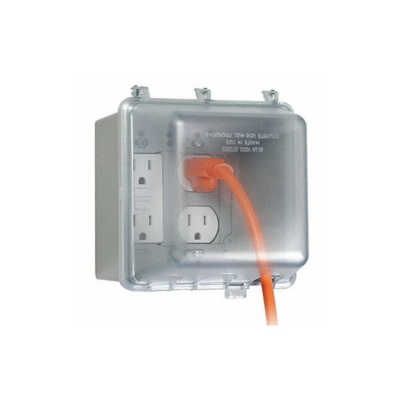 TayMac MM7440C 4.75-in. Deep Outdoor Box, UFAST 55-in-1, Rated NEMA 3R 2-Gang Weatherproof in-Use Electrical Outlet Cover for Home Improvement, Clear - Image 1