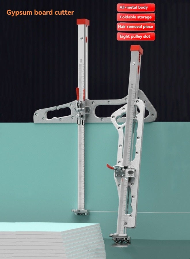 M MIAOYAN Drywall cutting tool, aluminum alloy foldable drywall cutter, manual push drywall cutter, with 10 spare blades (cutting width: 1.5-61cm, cutting thickness: 8-12mm). - Image 1