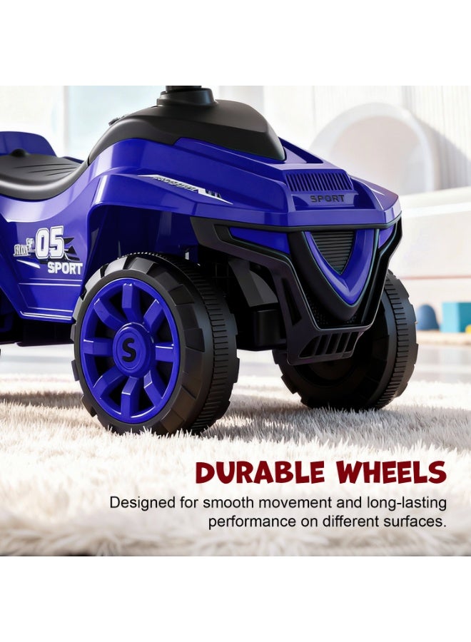 بيبي سيارة بايبي بازي للأطفال، سيارة أطفال قابلة للركوب بمقبض دفع، أضواء، موسيقى ومقعد واسع | سيارة دفع للأطفال الرضع | سيارة دفع للأطفال من عمر سنة إلى 3 سنوات (أزرق) - Image 5