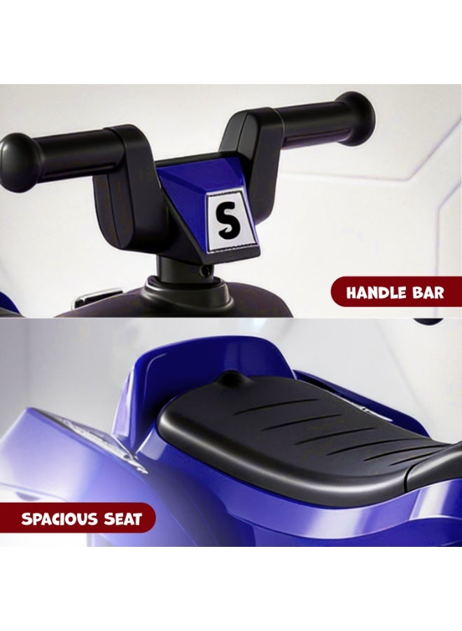 بيبي سيارة بايبي بازي للأطفال، سيارة أطفال قابلة للركوب بمقبض دفع، أضواء، موسيقى ومقعد واسع | سيارة دفع للأطفال الرضع | سيارة دفع للأطفال من عمر سنة إلى 3 سنوات (أزرق) - Image 4