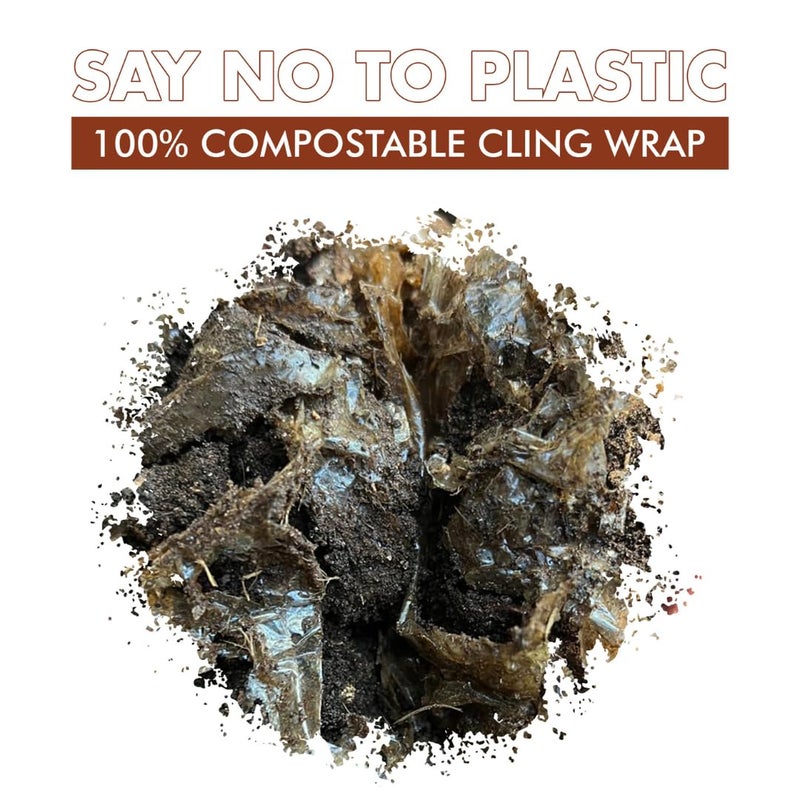 GREENDOT BIOPAK Biodegradable & Compostable Bio Cling Film Wrap (100m x 30cm), Made from Corn Starch, Ideal for Food Storage & Packing, Plastic-Free, BPA-Free, Food-Safe Multipurpose Food Cling Film - Image 3