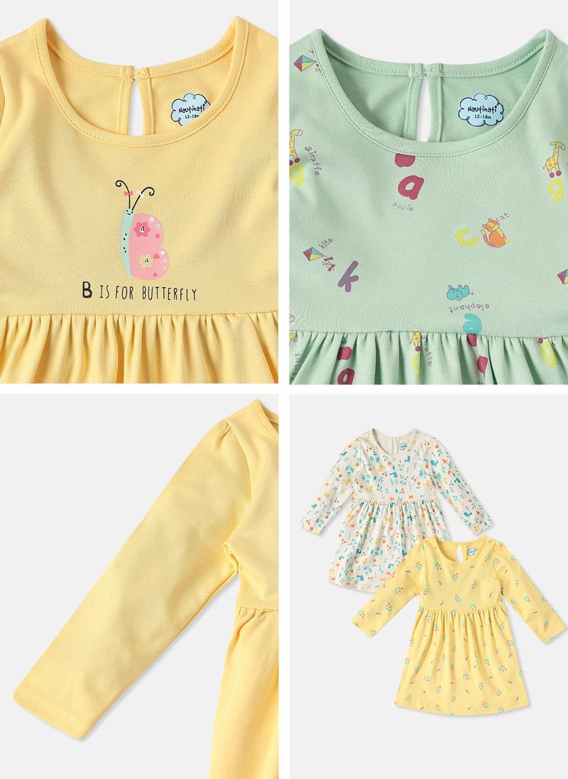 Nautinati - Nautinati Infants Alphabet Print Soft Cotton Pack of 2 Dresses - Image 1