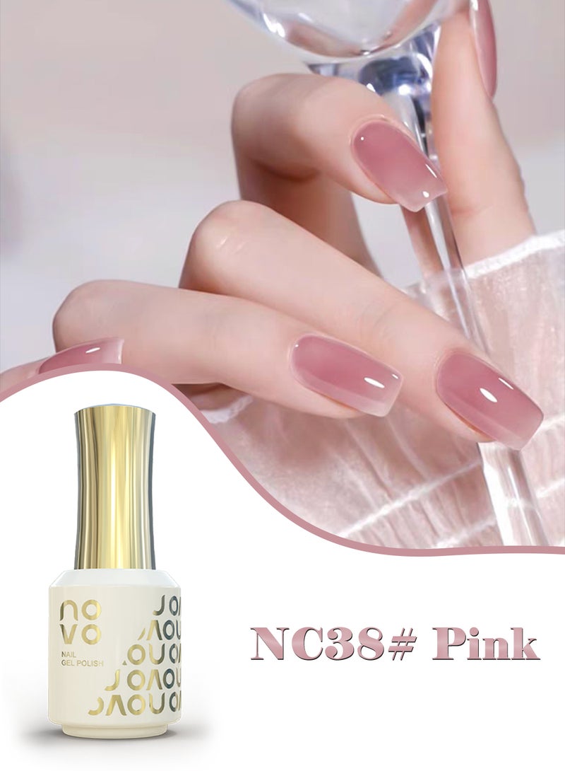 Novo Gel Nail Polish, Sheer Nude Gel Nail, UV & LED Cured Quick Dry, Long-Lasting Gel Polish for DIY Manicure, Nail Art at Home or Salon 12ml-NC38# Pink - Image 2