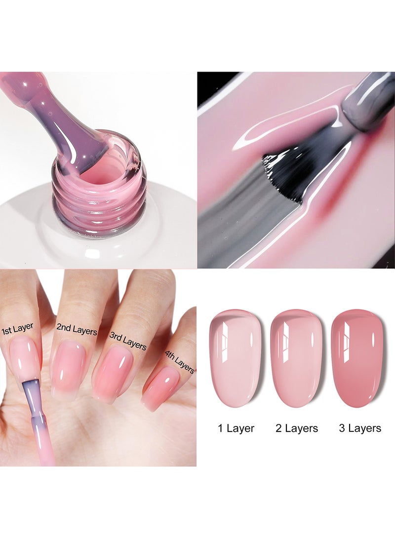 Novo Gel Nail Polish, Sheer Nude Gel Nail, UV & LED Cured Quick Dry, Long-Lasting Gel Polish for DIY Manicure, Nail Art at Home or Salon 12ml-NC38# Pink - Image 5