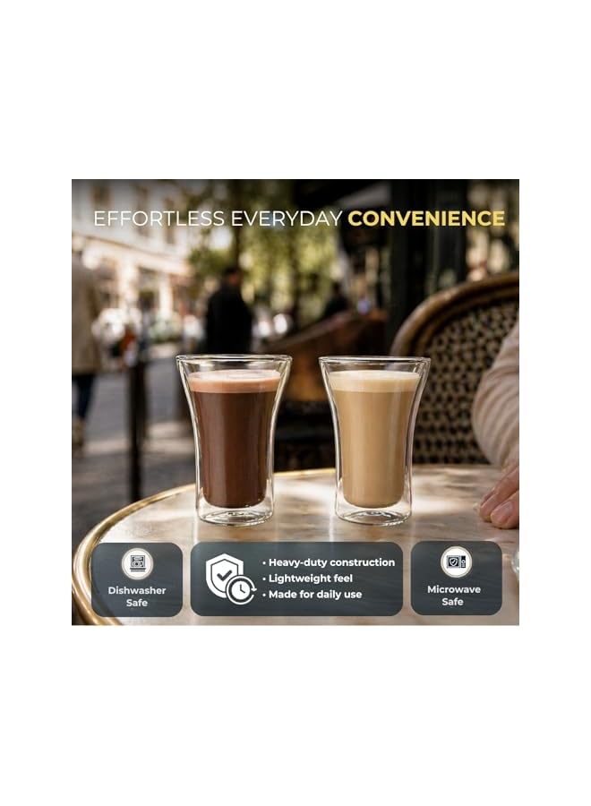 S-TOP Double Walled Coffee Cups, 250ml Set of 2 – Clear Insulated Double Wall Glass Cups for Coffee & Tea, Hot & Cold, DG506 - Image 4