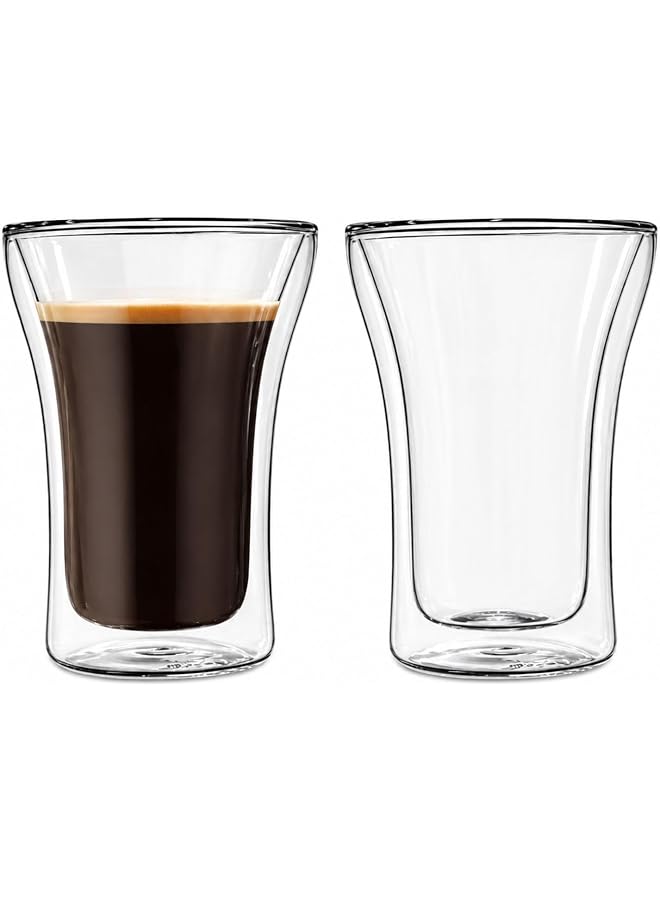S-TOP Double Walled Coffee Cups, 250ml Set of 2 – Clear Insulated Double Wall Glass Cups for Coffee & Tea, Hot & Cold, DG506 - Image 1