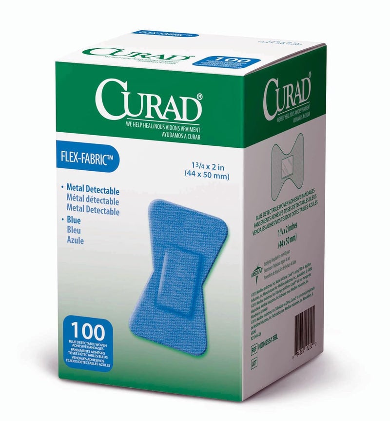 Curad Fingertip Adhesive Bandages Food Service Blue Detectable Bandage 100 CountFingertip 175 x 2 Packaging may vary - Image 1