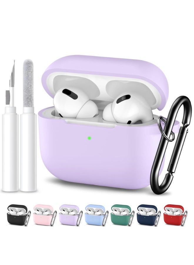 SZOXST AirPods Pro 3 Case Cover  AirPods Pro Case for Women and Men, Soft Silicone Protective Case for Airpods Pro 3 Generation 2025 with Keychain Front LED Visible Comes With Cleaning Pen Purple - Image 1