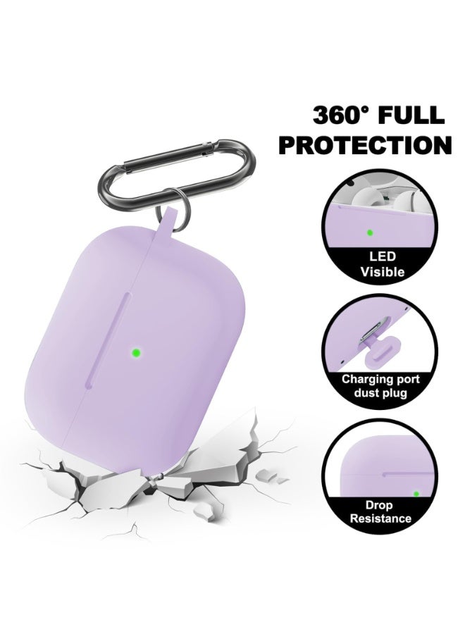 SZOXST AirPods Pro 3 Case Cover  AirPods Pro Case for Women and Men, Soft Silicone Protective Case for Airpods Pro 3 Generation 2025 with Keychain Front LED Visible Comes With Cleaning Pen Purple - Image 3