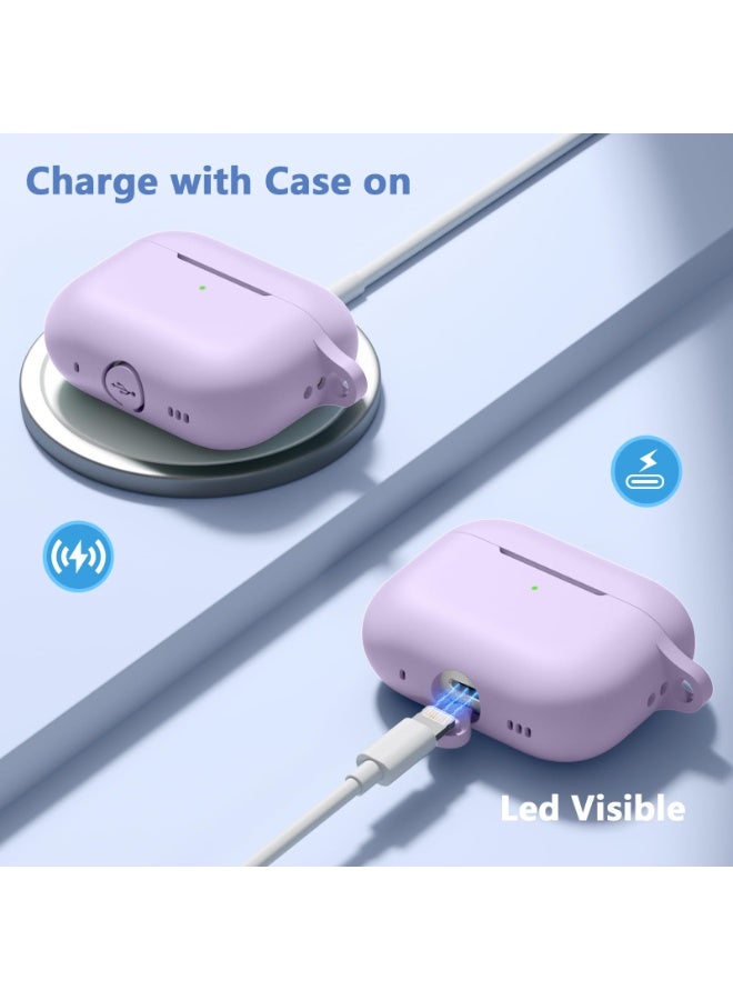 SZOXST AirPods Pro 3 Case Cover  AirPods Pro Case for Women and Men, Soft Silicone Protective Case for Airpods Pro 3 Generation 2025 with Keychain Front LED Visible Comes With Cleaning Pen Purple - Image 4
