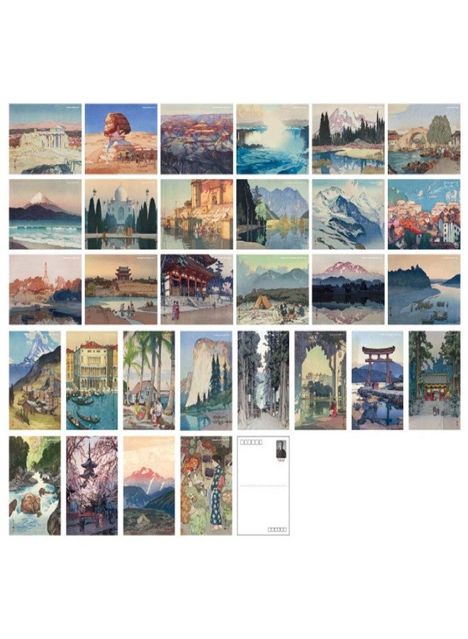 HOSTEESSCHOICE Beautiful Art Postcards set of 30 Japanese Artist Hiroshi Yoshida Post card variety pack Famous Painting Scenery,4 x 6 Inches - Image 1