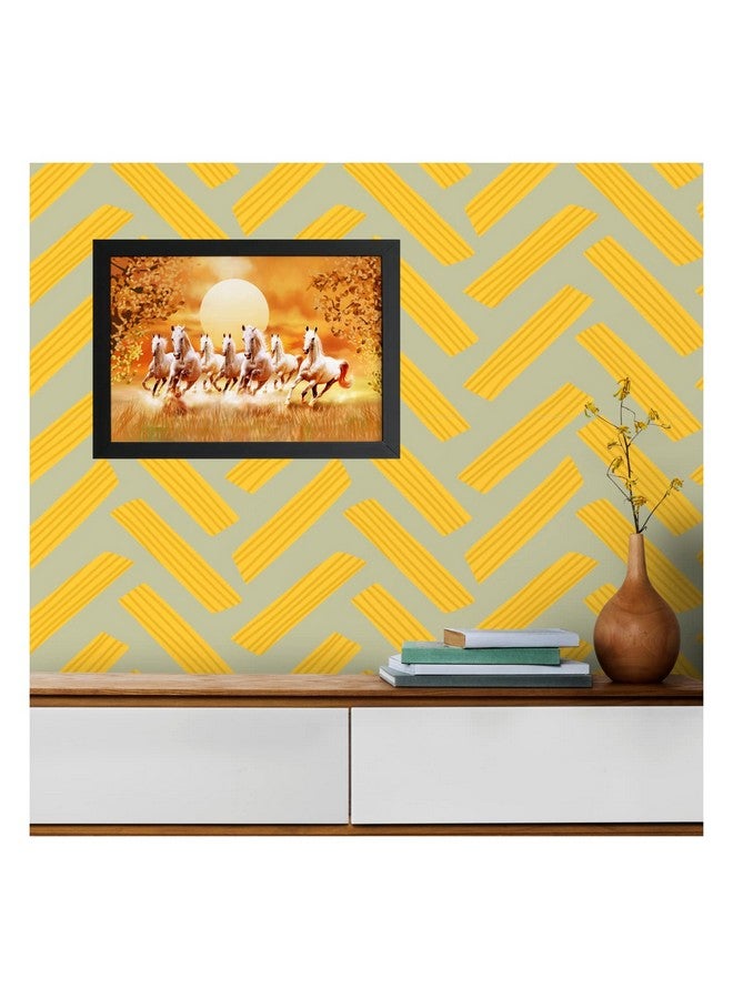 SR CREATIVE CRAFT WALL Textured 7 Horse Painting with Frame for Vastu Canvas Printed For Living Room Bed Room Drawing Room Office Hotels & Wall Decoration (18 x 12 INCH) (DESIGN-01) - Image 2