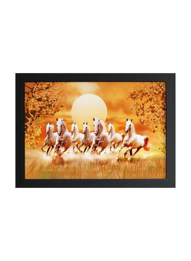 SR CREATIVE CRAFT WALL Textured 7 Horse Painting with Frame for Vastu Canvas Printed For Living Room Bed Room Drawing Room Office Hotels & Wall Decoration (18 x 12 INCH) (DESIGN-01) - Image 1