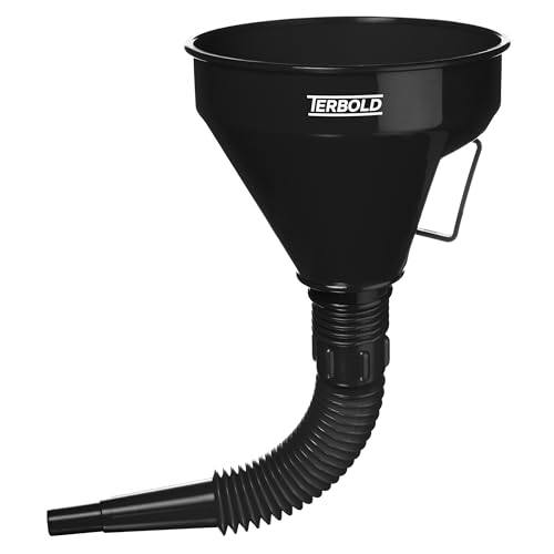 Terbold Automotive Flex Funnel with Hose | Wide Mouth Flexible Oil Funnel for Automotive Use - Gas, Transmission Fluid, Car Fuel, Oil Change (Black) - Image 1