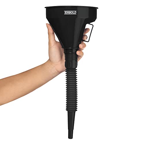 Terbold Automotive Flex Funnel with Hose | Wide Mouth Flexible Oil Funnel for Automotive Use - Gas, Transmission Fluid, Car Fuel, Oil Change (Black) - Image 2