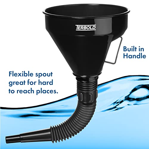 Terbold Automotive Flex Funnel with Hose | Wide Mouth Flexible Oil Funnel for Automotive Use - Gas, Transmission Fluid, Car Fuel, Oil Change (Black) - Image 5