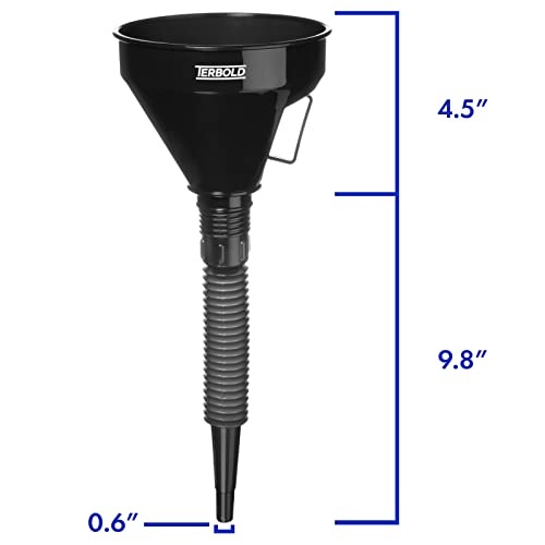 Terbold Automotive Flex Funnel with Hose | Wide Mouth Flexible Oil Funnel for Automotive Use - Gas, Transmission Fluid, Car Fuel, Oil Change (Black) - Image 3