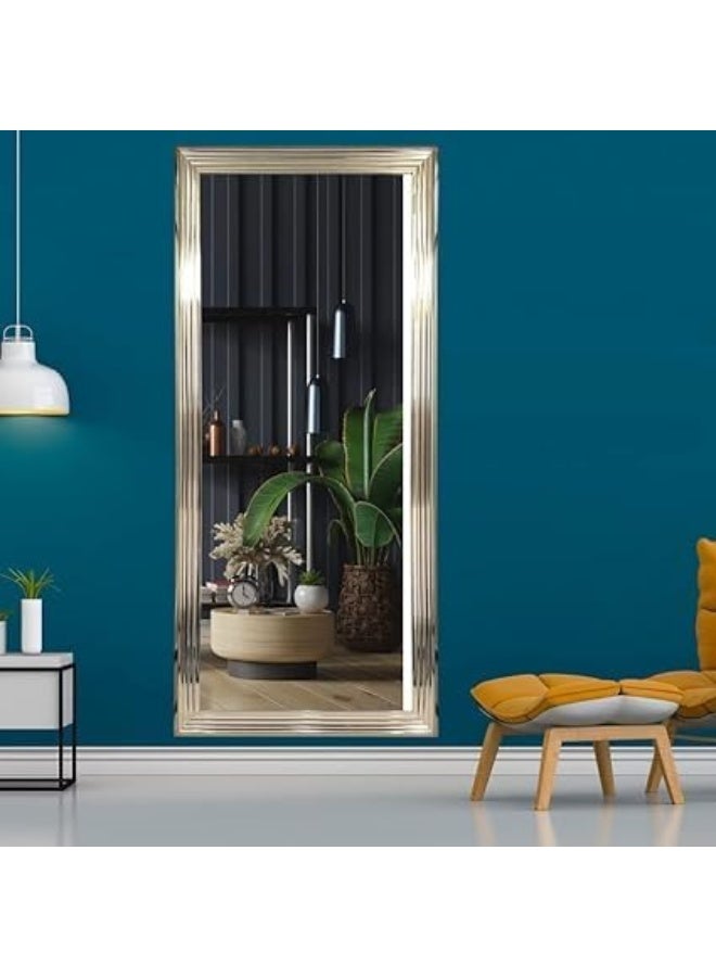 Decorhills Full-Length Dressing Mirror – 70x180  cm, Large Rectangle Wall-Mounted Mirror with Thick PVC Frame, Bedroom & Living Room, Leaning or Hanging Design - Silver - Image 1