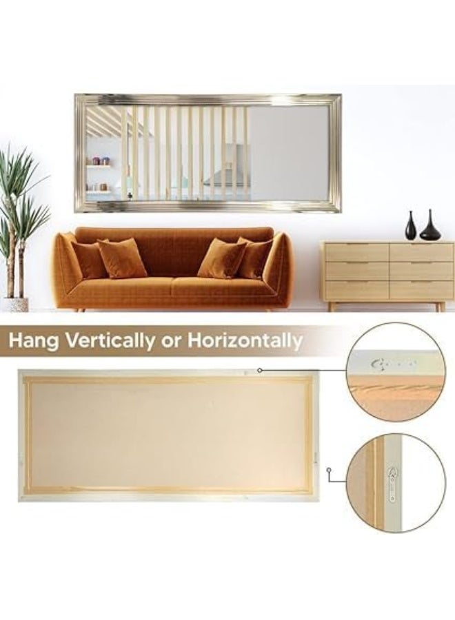 Decorhills Full-Length Dressing Mirror – 70x180  cm, Large Rectangle Wall-Mounted Mirror with Thick PVC Frame, Bedroom & Living Room, Leaning or Hanging Design - Silver - Image 2